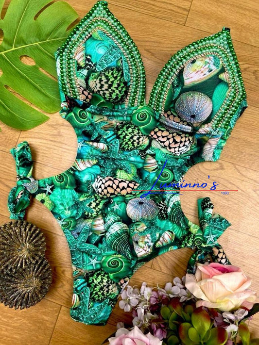 Luminno's Hand-Embroidered Luxury Swimsuit - Atlantis