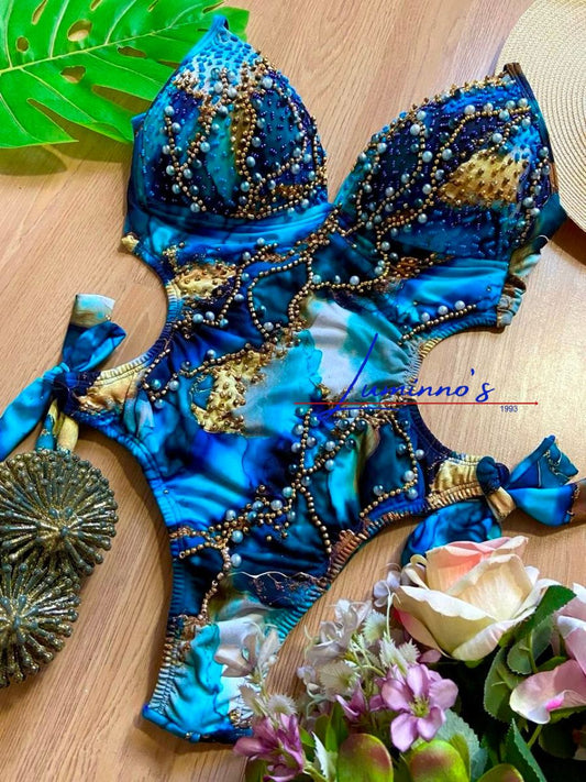 Luminno's - Traje de baño de lujo único - Hecho a mano - Oro mármol