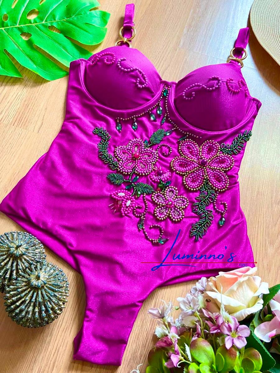 Luminno’s - One-of-a-Kind Luxury  Swimsuit - Unique Handmade - Royal Orchid