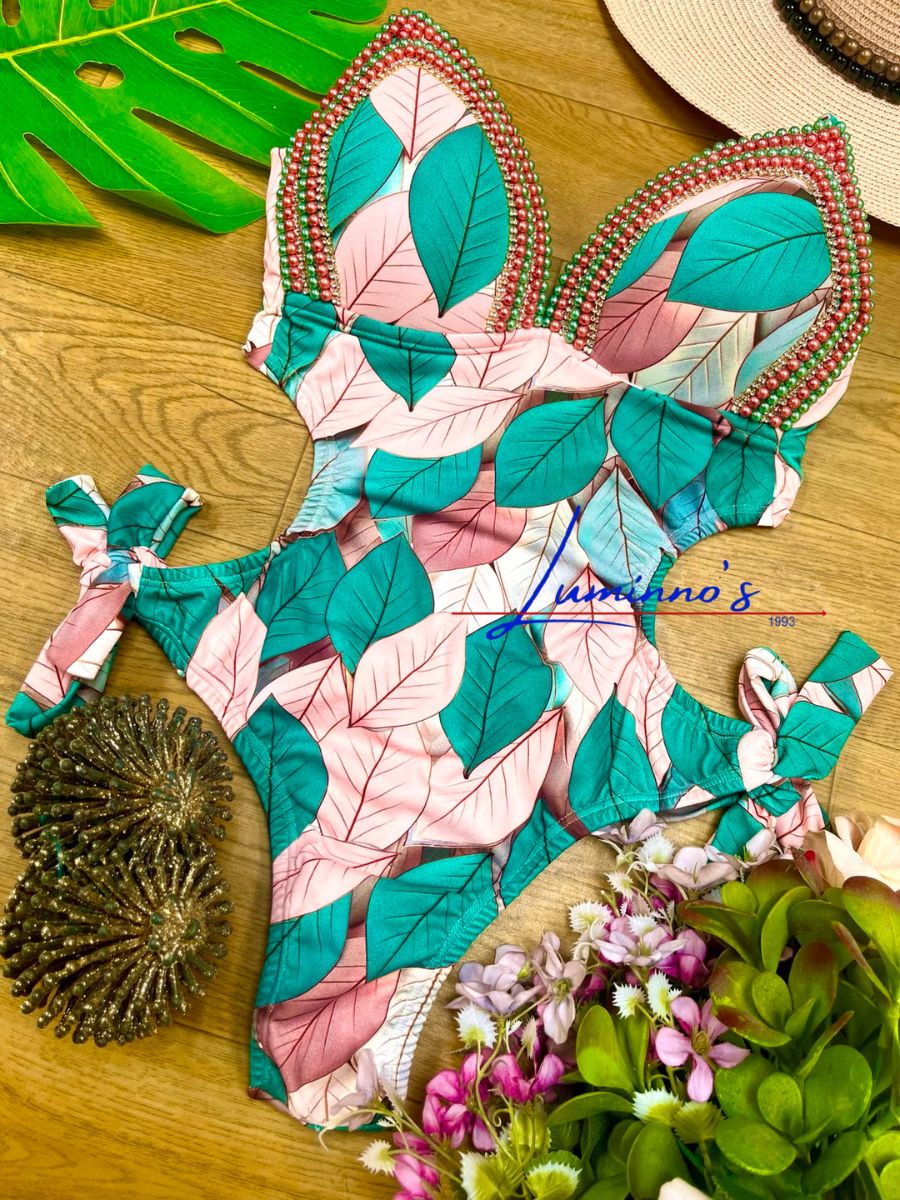 Luminno's Hand-Embroidered Luxury Swimsuit - Rosé Gold