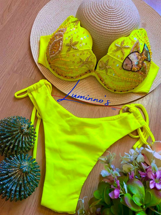 Luminno´s - One-of-a-Kind Luxury Bikini - Unique Handmade - Neon Ocean