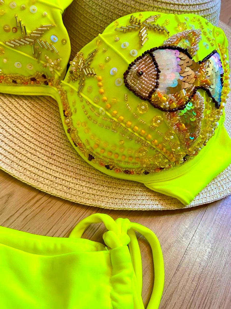 Luminno´s - One-of-a-Kind Luxury Bikini - Unique Handmade - Neon Ocean