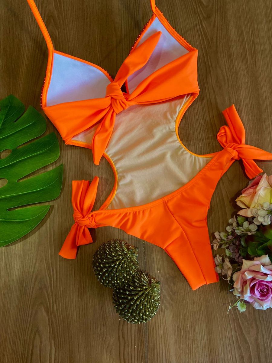 Luminno's Hand-Embroidered Luxury Swimsuit - Orange