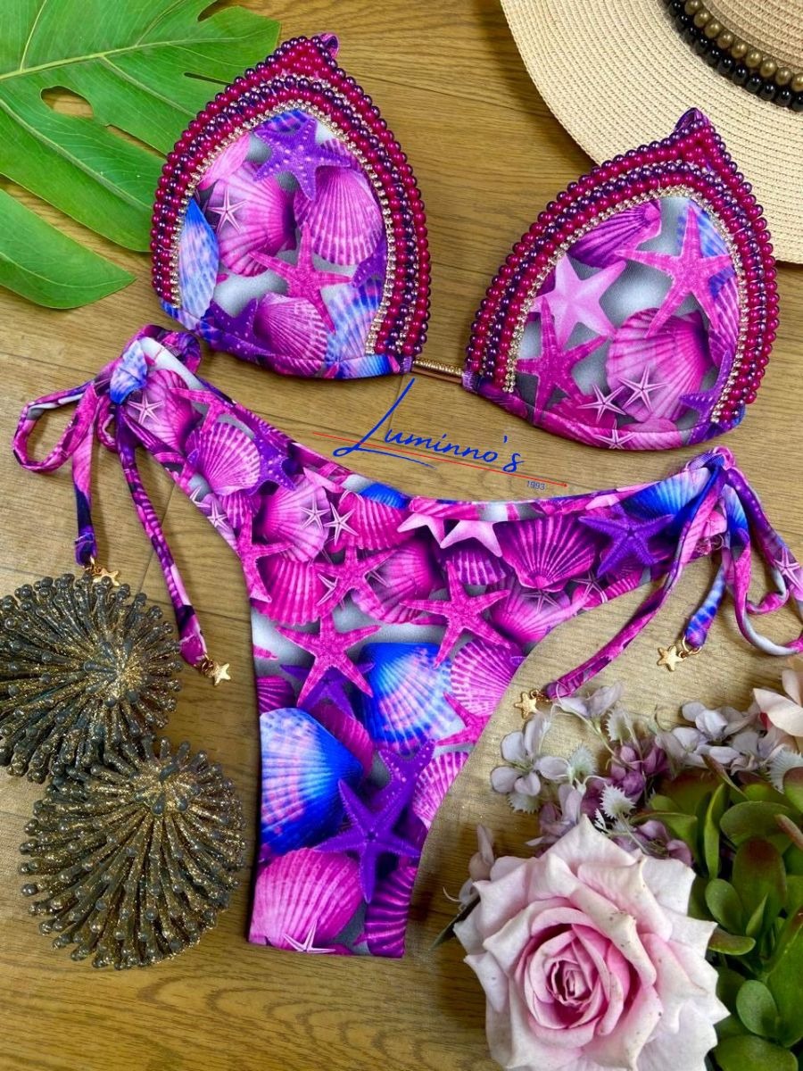 Luminno's Hand-Embroidered Luxury Bikini Set - SeaPink