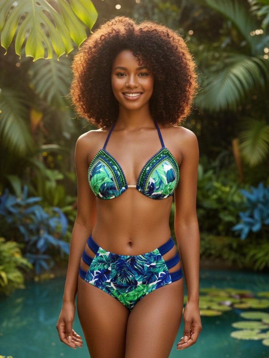 Conjunto de bikini de lujo bordado a mano de Luminno - Amazonas