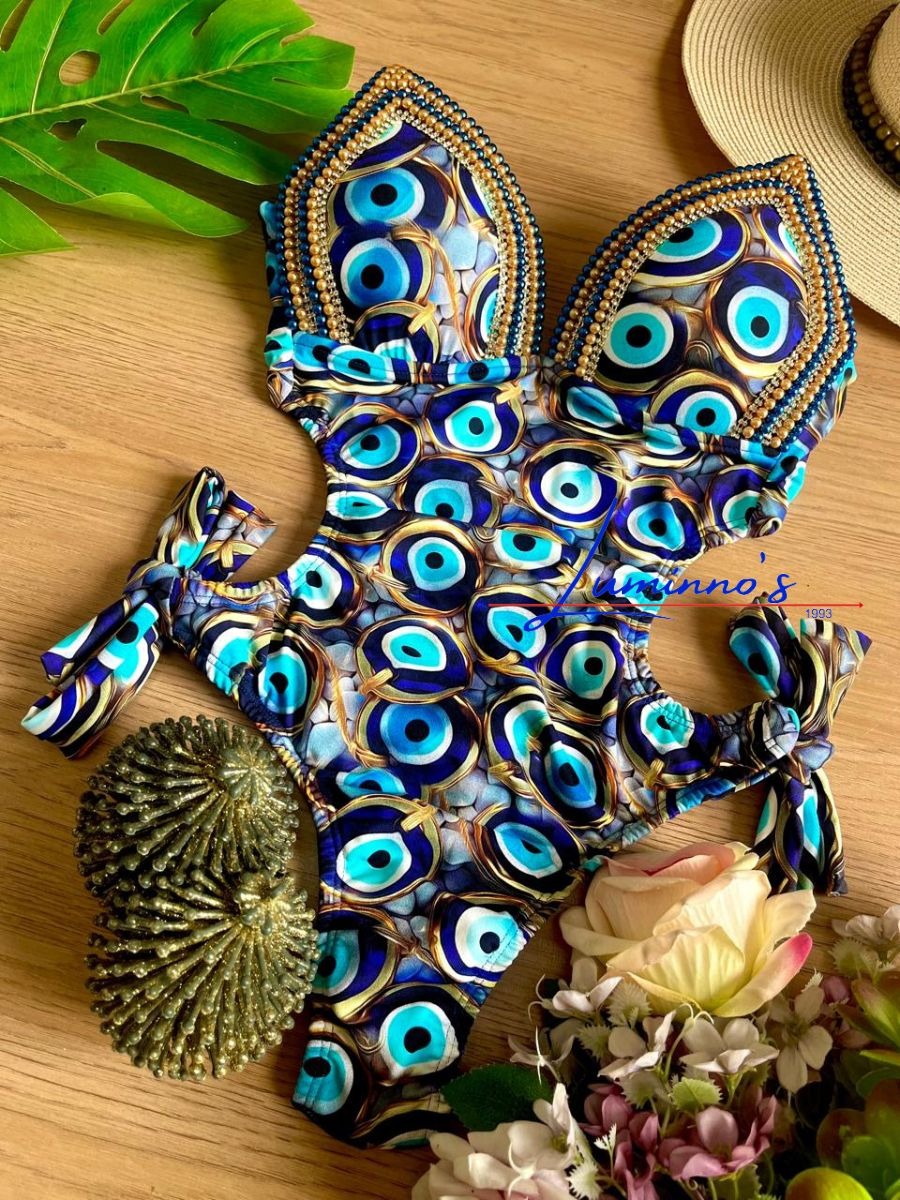 Luminno's Hand-Embroidered Luxury Swimsuit - Greek Eye