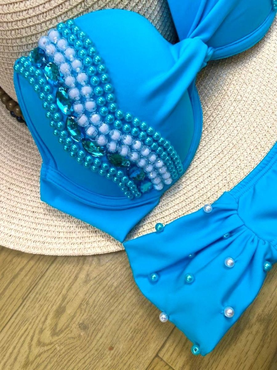 Luminno's Hand-Embroidered Luxury Bikini Set - Sky Angel