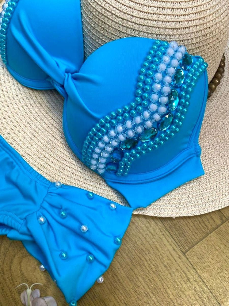 Luminno's Hand-Embroidered Luxury Bikini Set - Sky Angel