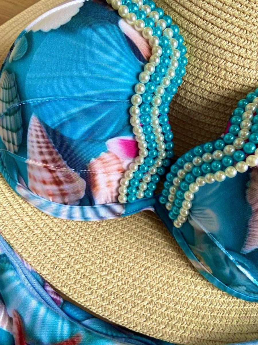 Conjunto de bikini de lujo bordado a mano de Luminno - Primavera Verano Shell