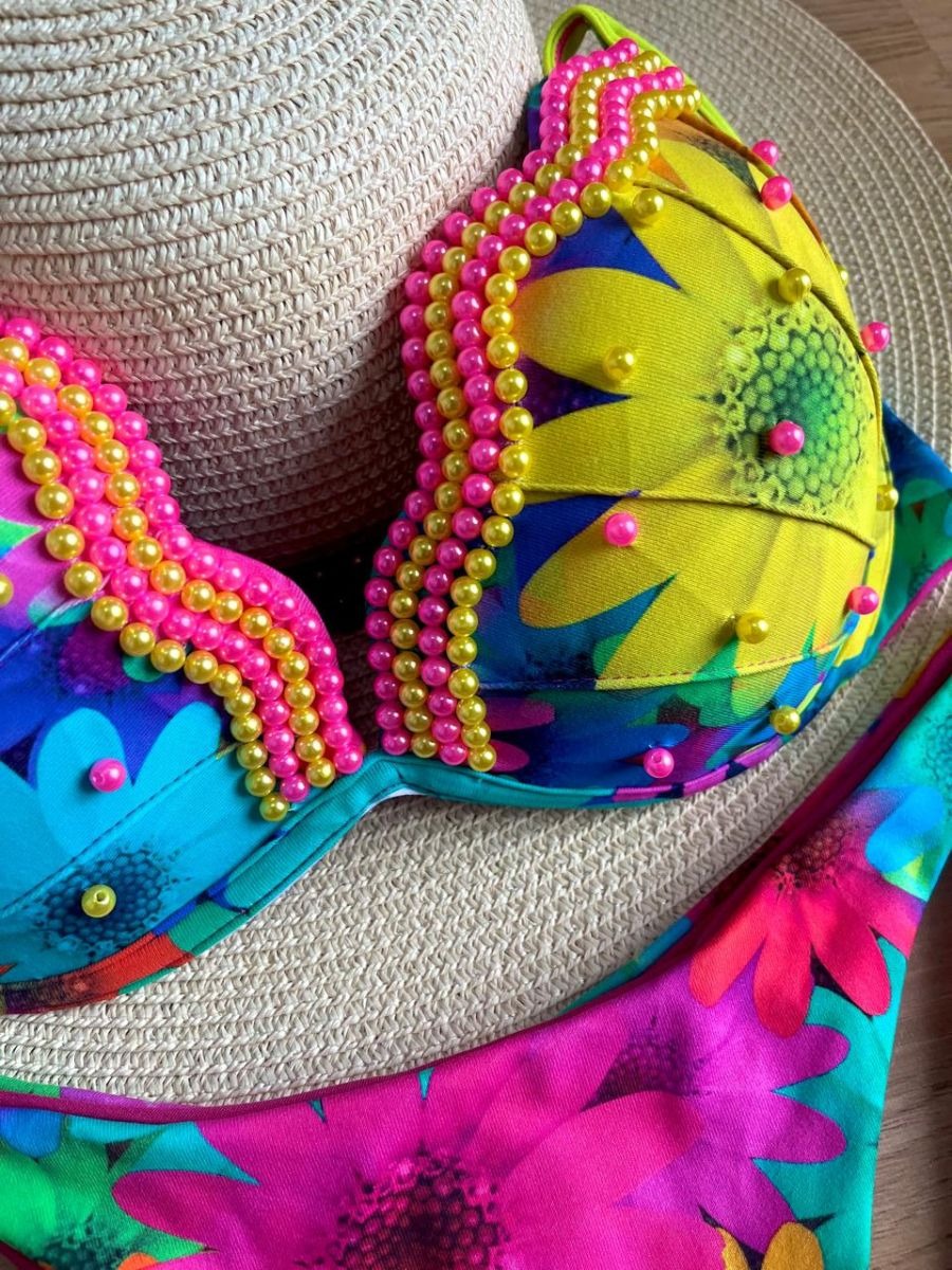 Luminno's Hand-Embroidered Luxury Bikini Set - Printemps Shell