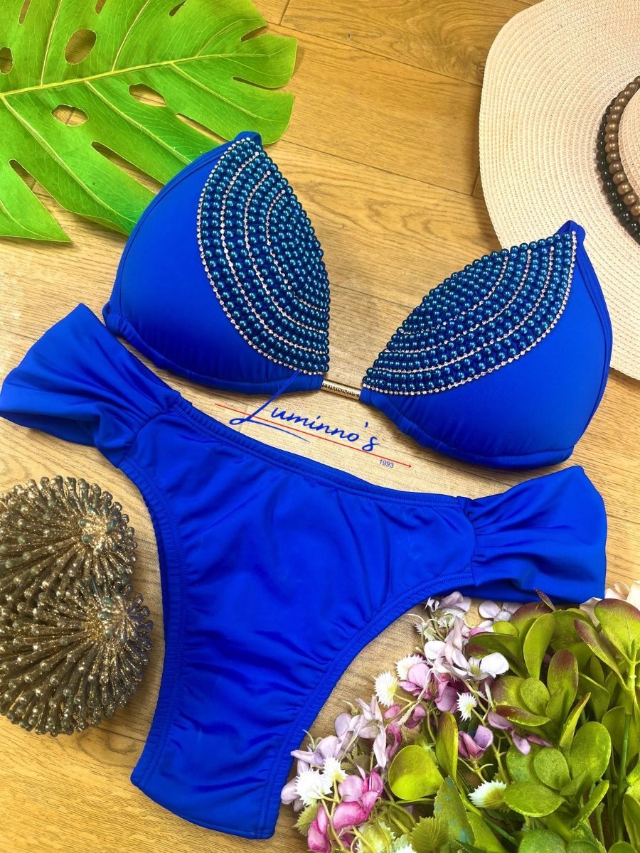 Luminno's Hand-Embroidered Luxury Bikini Set - Blue Sense