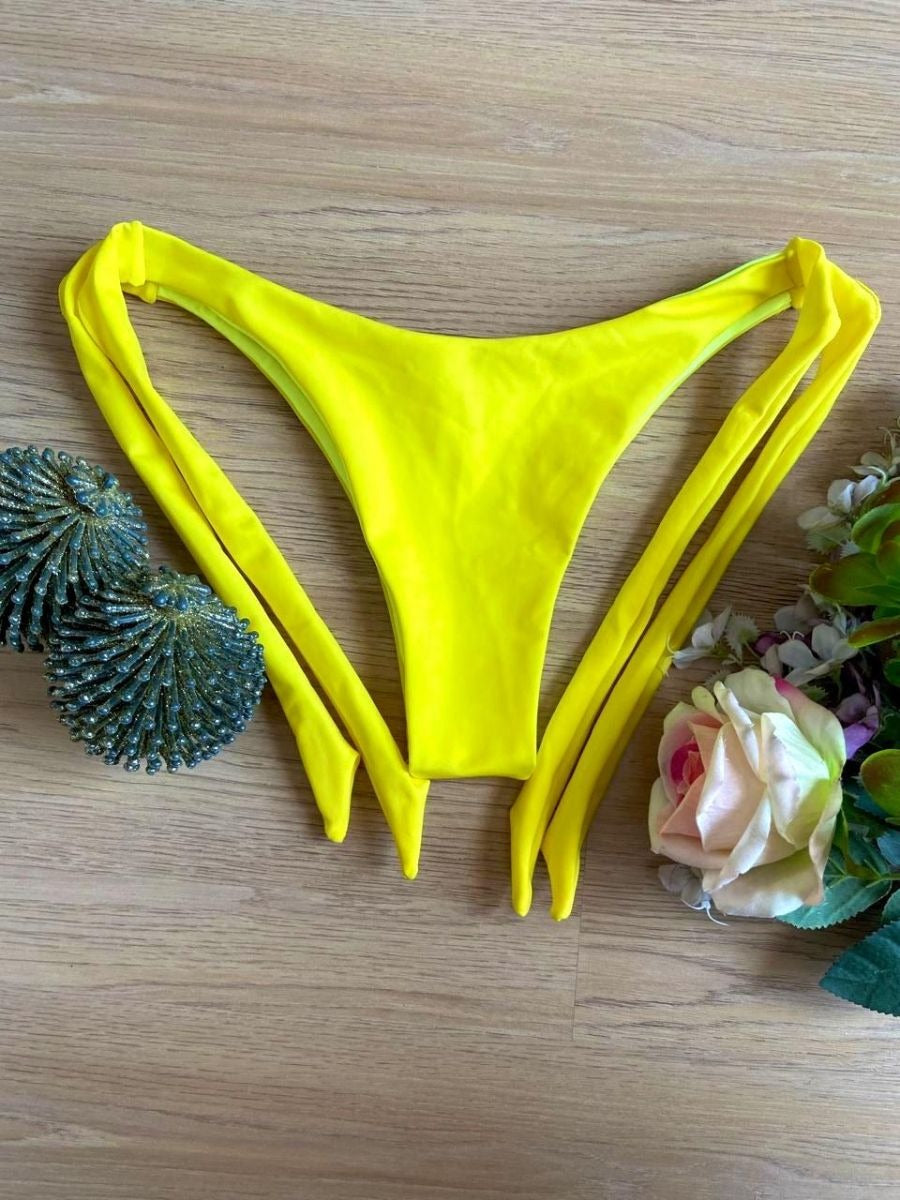 Luminno's Hand-Embroidered Luxury Bikini Set - Yellow Shell